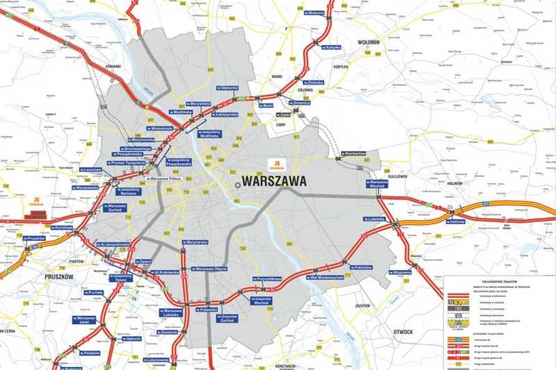 Mapa obwodnica Warszawy