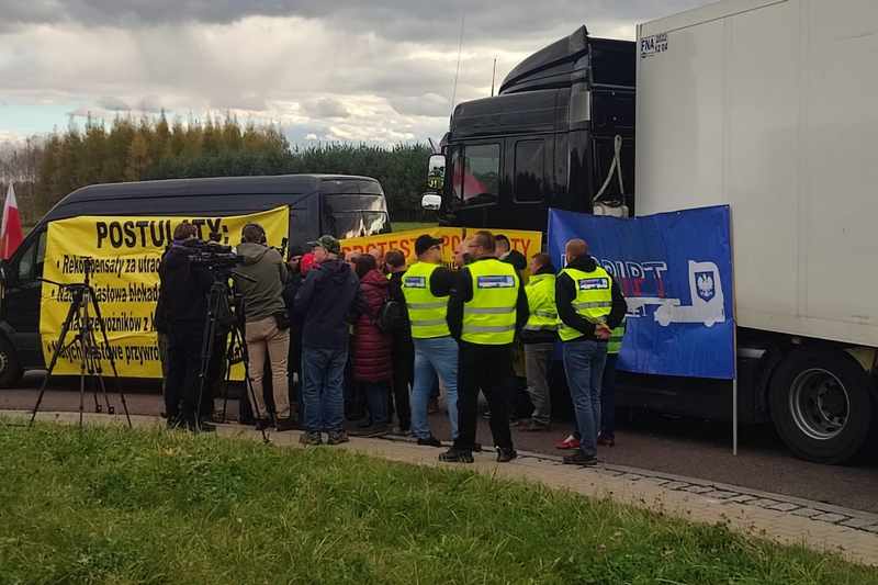 Protest na przejściu granicznym z Ukrainą